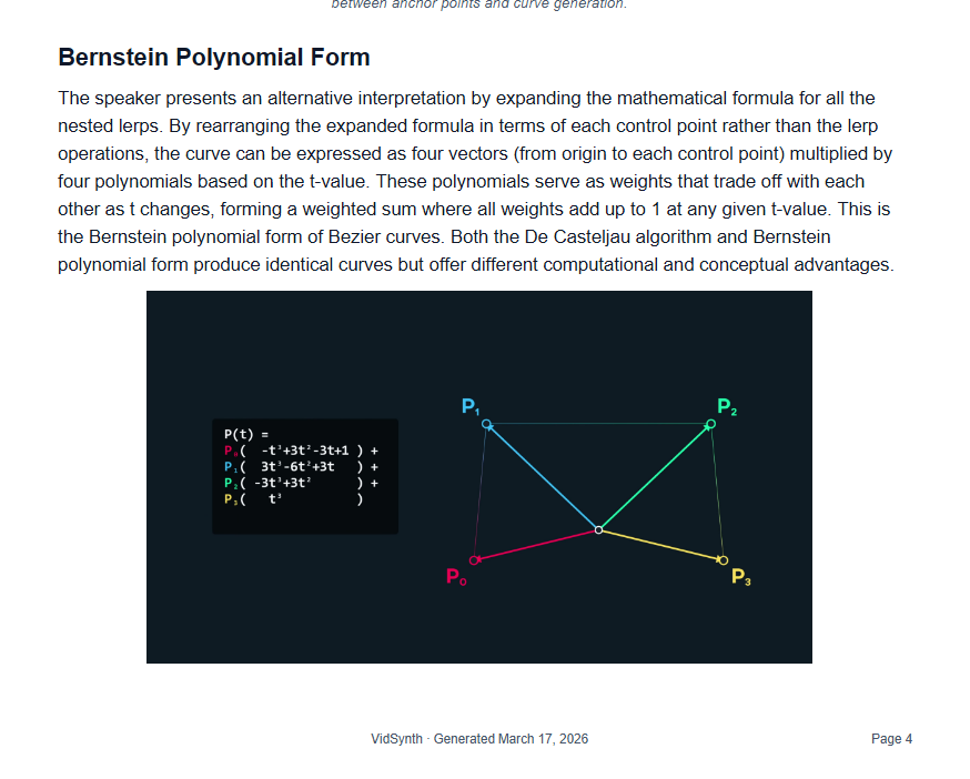 Sample VidSynth PDF report showing an embedded screenshot from the video